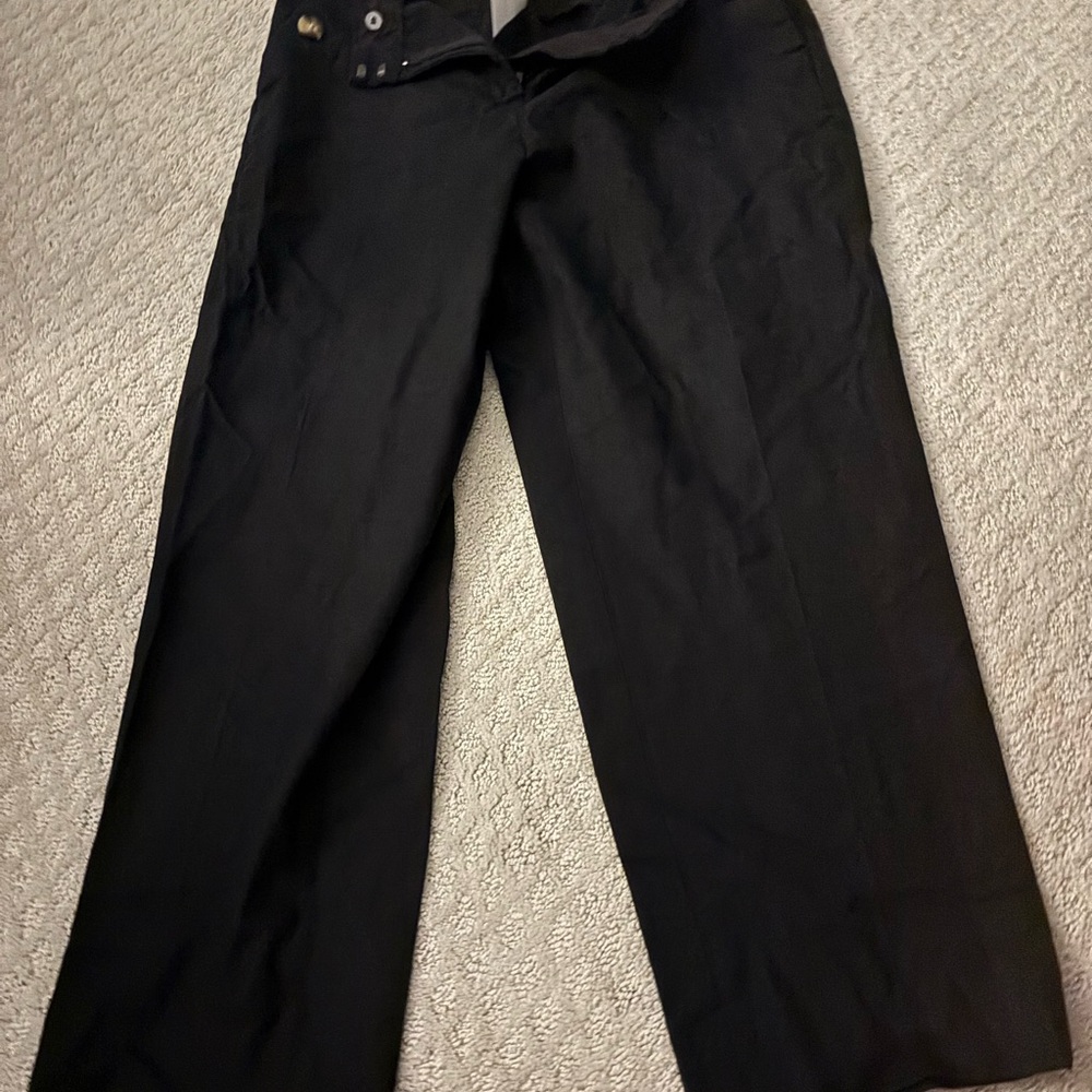 J. Crew Factory Black Wide-Leg Linen Trousers